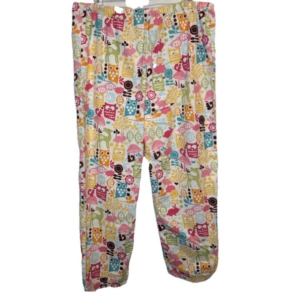 THE CAT'S PAJAMAS Womens Retro Owl Mushroom Rabbit FLANNEL PAJAMA SET Sz M NEW - Picture 6 of 16